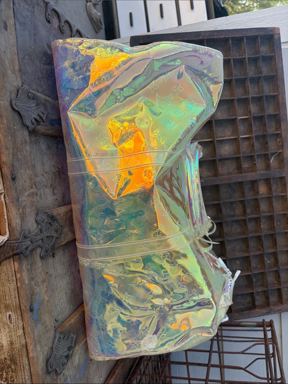 LV broken zipper Iridescent Holographic Duffle Bag - Women